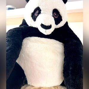Ikea Panda Bear Plush Kramig Black White 24" Long Stuffed Animal Soft .